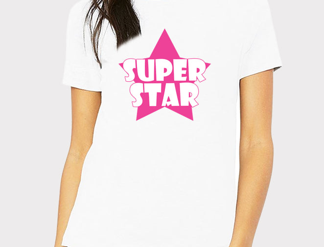 Women's Graphic Printed Premium Cotton White Color T-Shirt - Superstar Graphic Unisex Tee