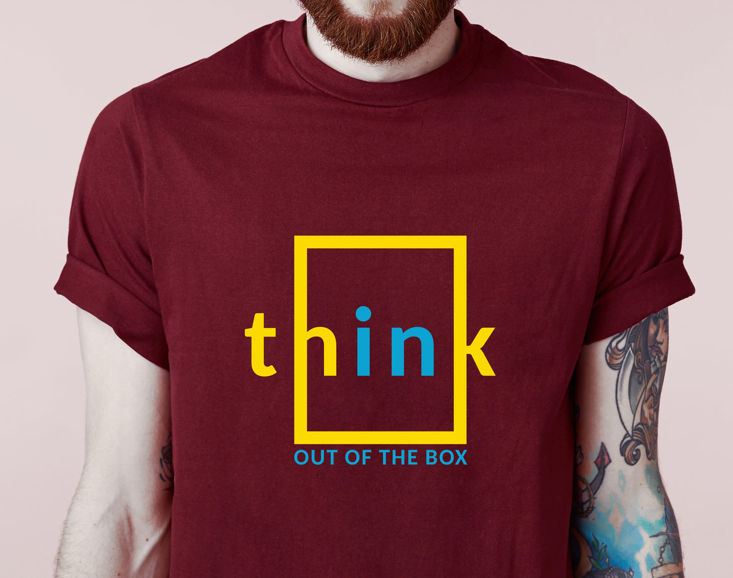 Men's Graphic Printed Premium Cotton Biowash T-Shirt - Think Out Of The Box Graphic Unisex Tee