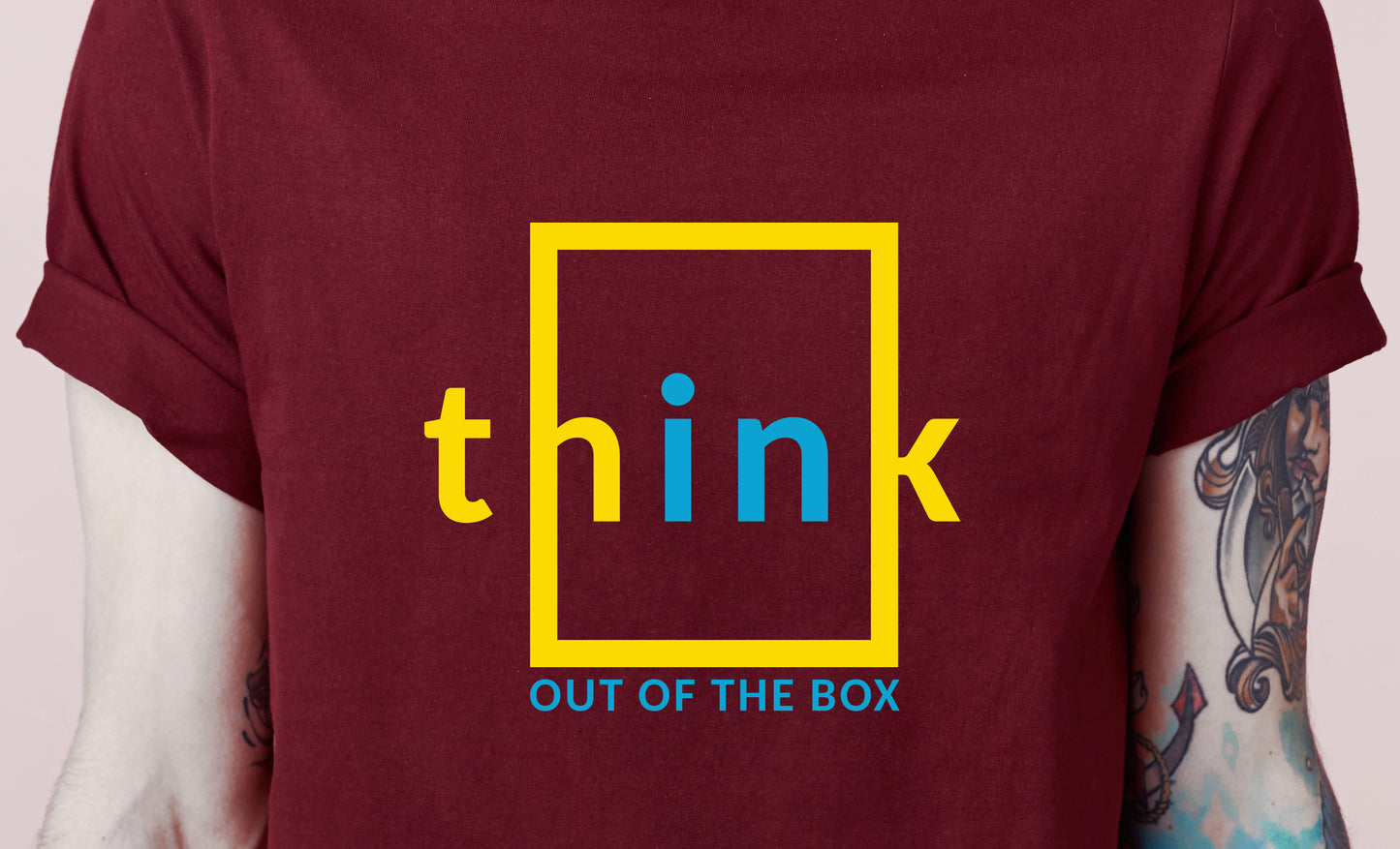 Men's Graphic Printed Premium Cotton Biowash T-Shirt - Think Out Of The Box Graphic Unisex Tee