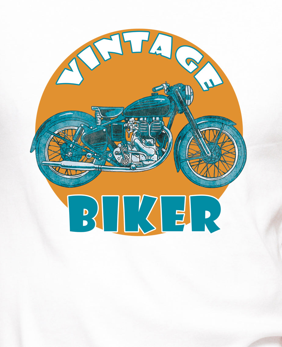 Men's Graphic Printed Premium Cotton Biowash Half Sleeves T-Shirt - Vintage Biker Graphic