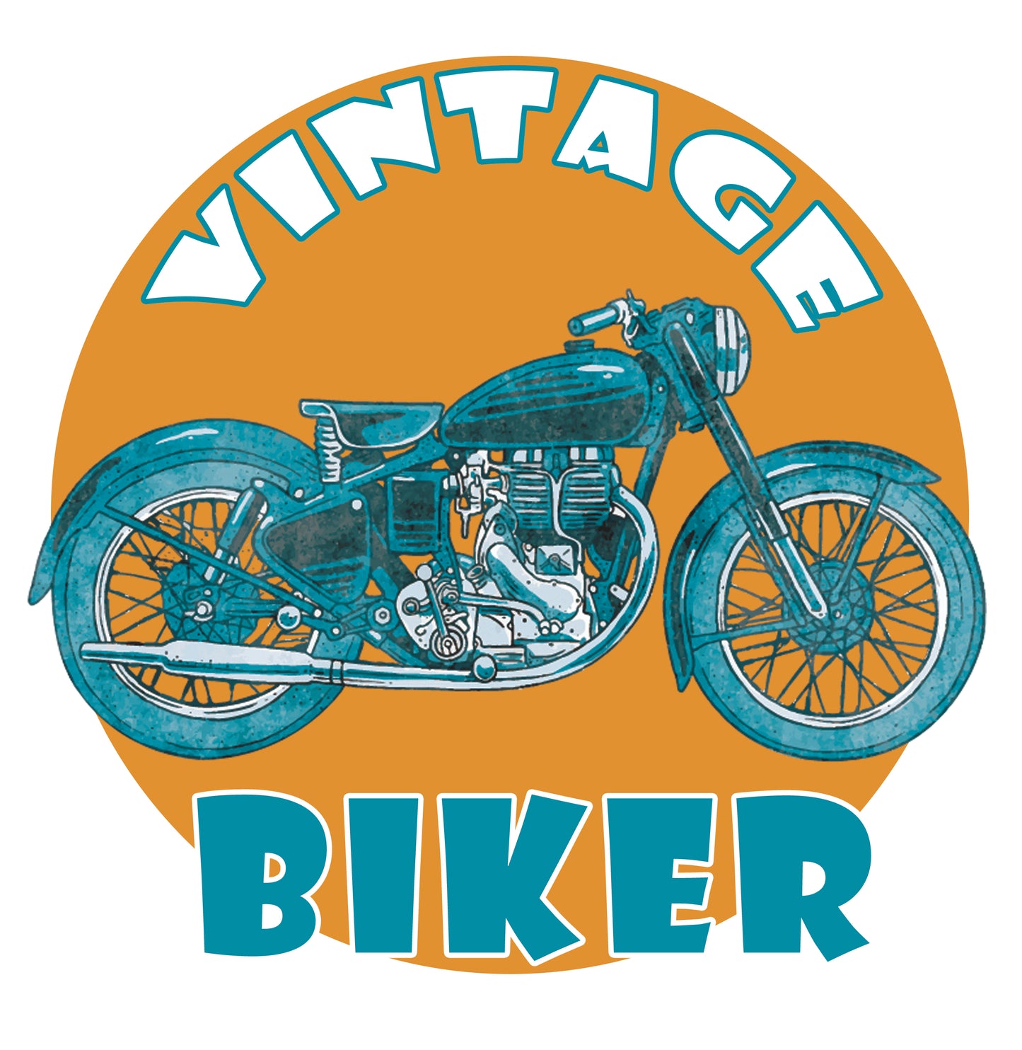 Women's Graphic Printed Cotton Biowash T-Shirt - Unisex, Regular Fit, Round Neck, Half Sleeves - Vintage Biker Graphic
