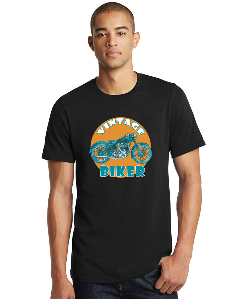Men's Graphic Printed Premium Cotton Biowash Half Sleeves T-Shirt - Vintage Biker Graphic
